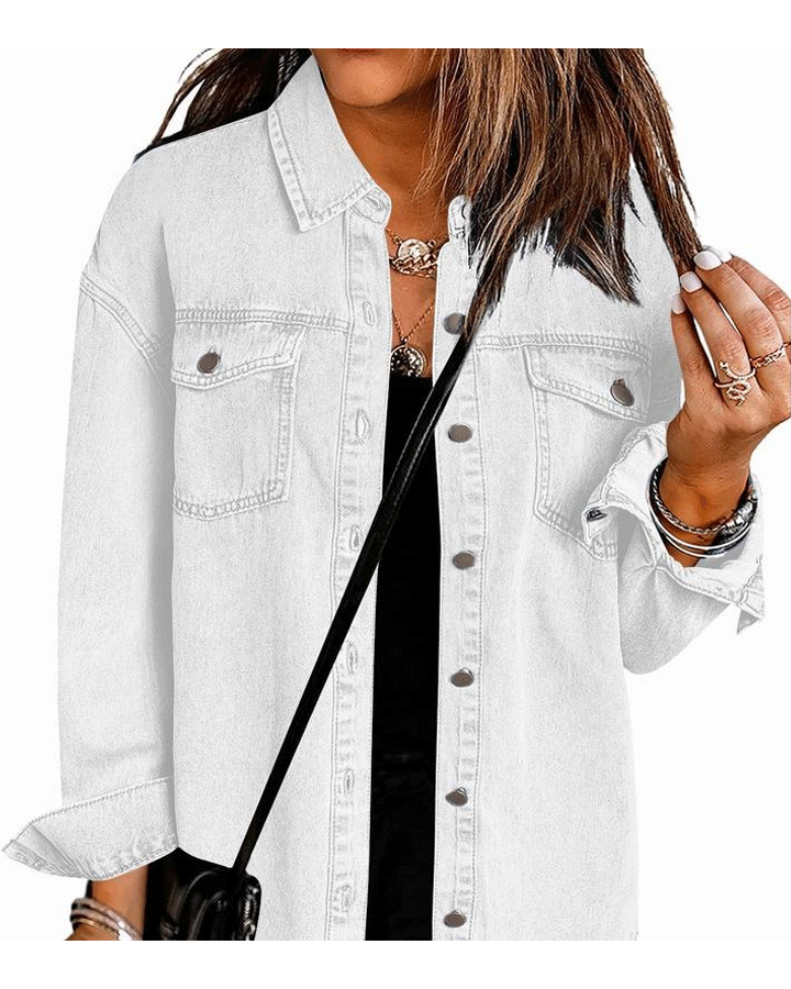 Jean Jackets for Women Ripped Fringe Denim Jean Jacket