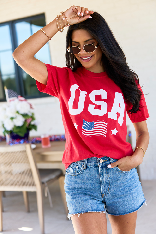 USA Flag Red Graphic Tee