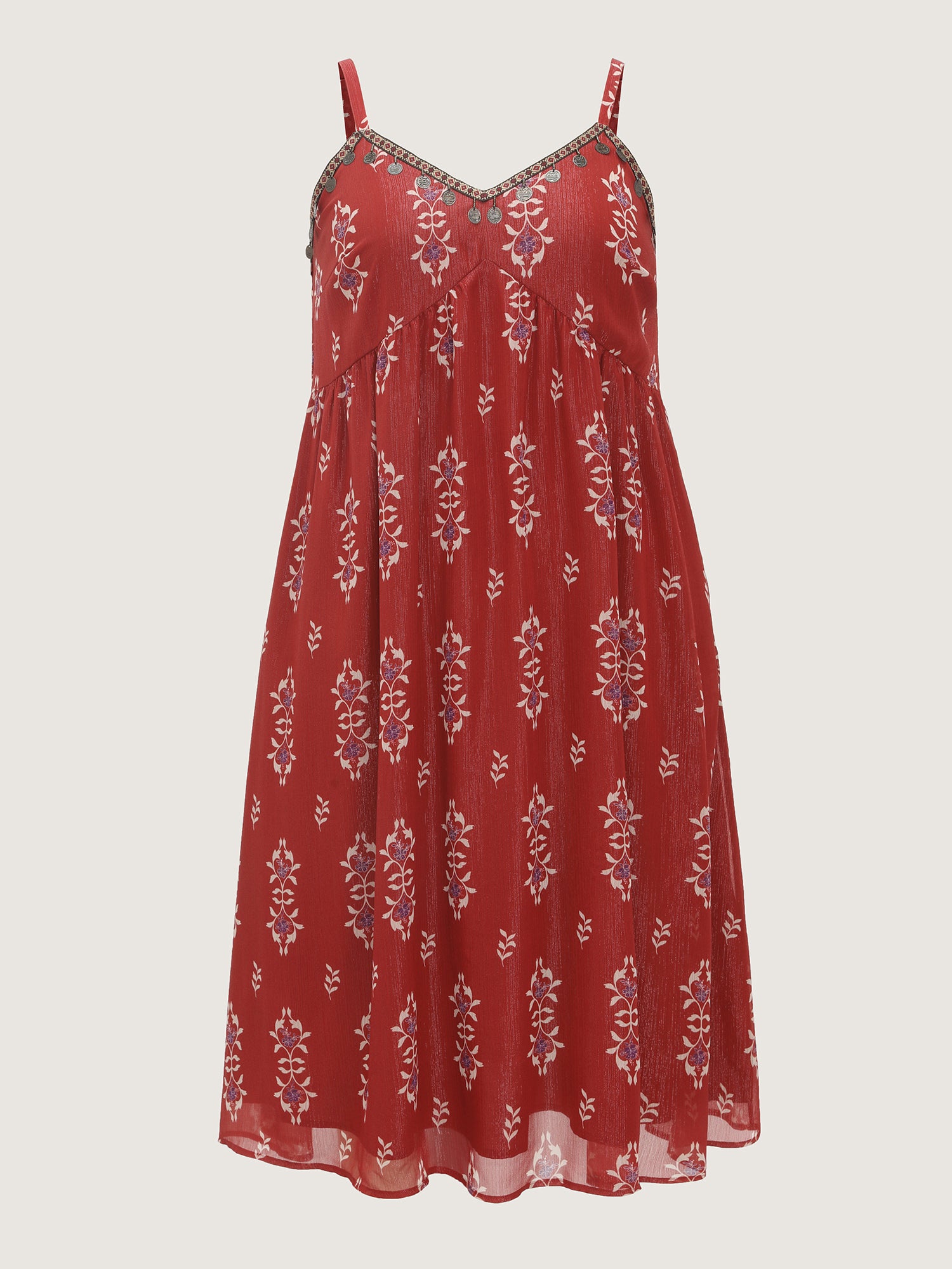 Geometric Print Tassel Cami Maxi Dress