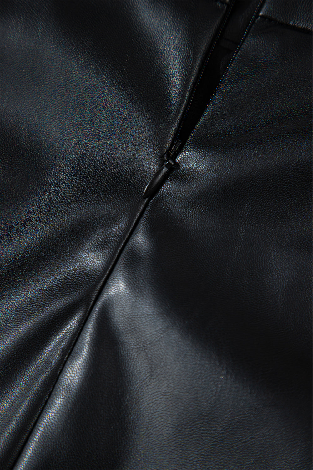 Black Pu Leather Side Slits Slim Fit High Waist Mini Skirt