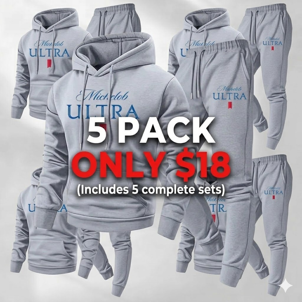 Men's vintage print hooded sweatshirt and drawstring sweatpants set