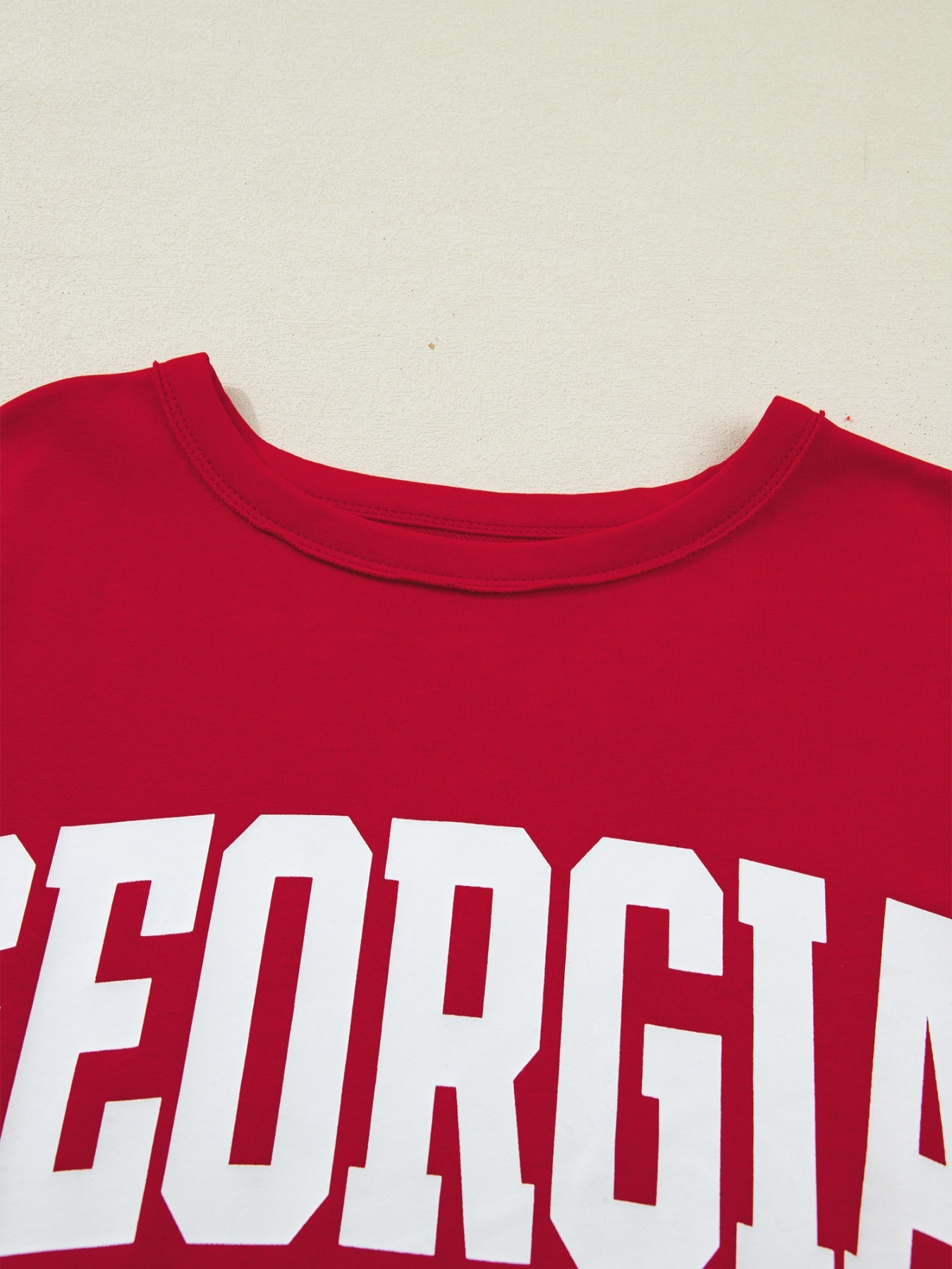 GEORGIE Letter Raw Seam Drop Shoulder Loose Tee