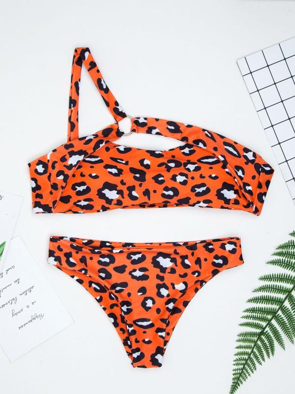 Single Shoulder Bandeau Bikinis Swimwear