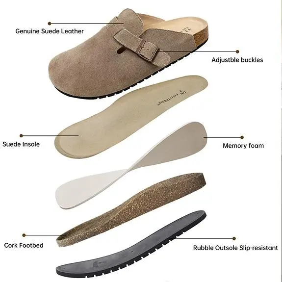 Round-Toe Cork Insoles Flat Buckle Fashion Walking Shoes