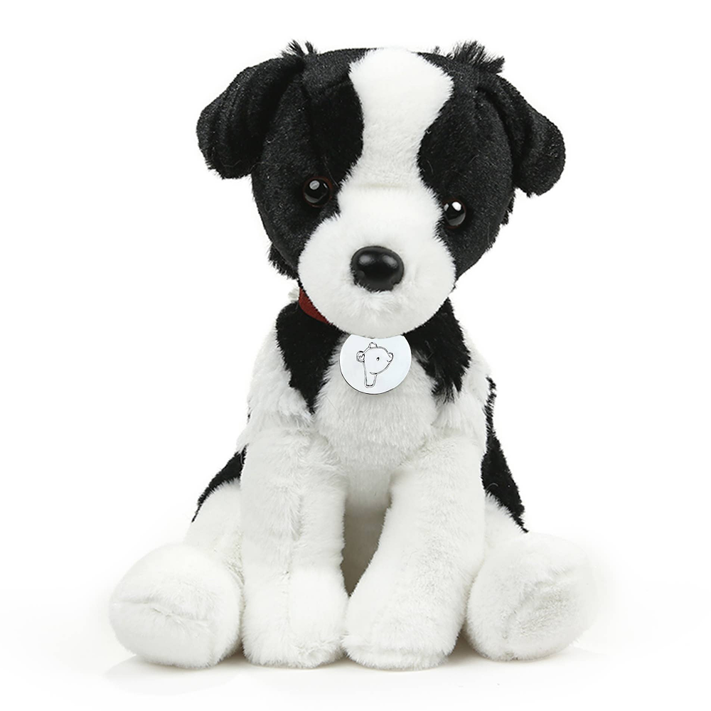 White Collie Dog Plush in Collar 8inch