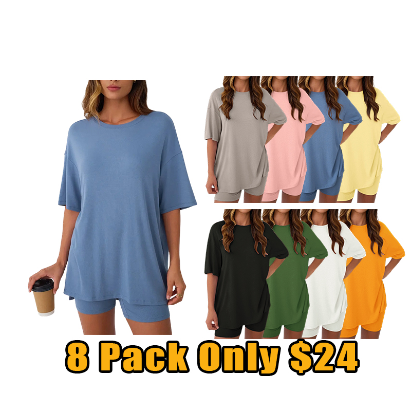 Women’s Oversized Tee & High-Waisted Biker Shorts Set