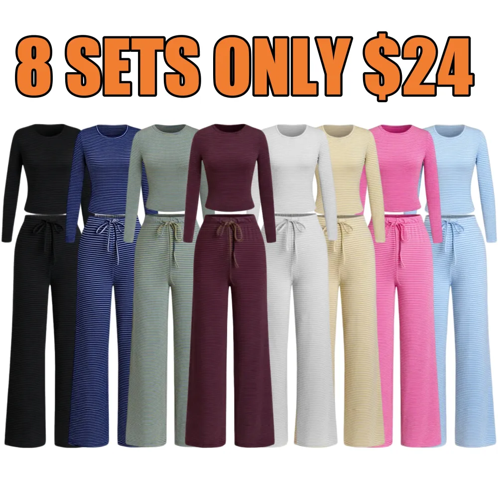 Women's Casual Striped Top & Pants Set