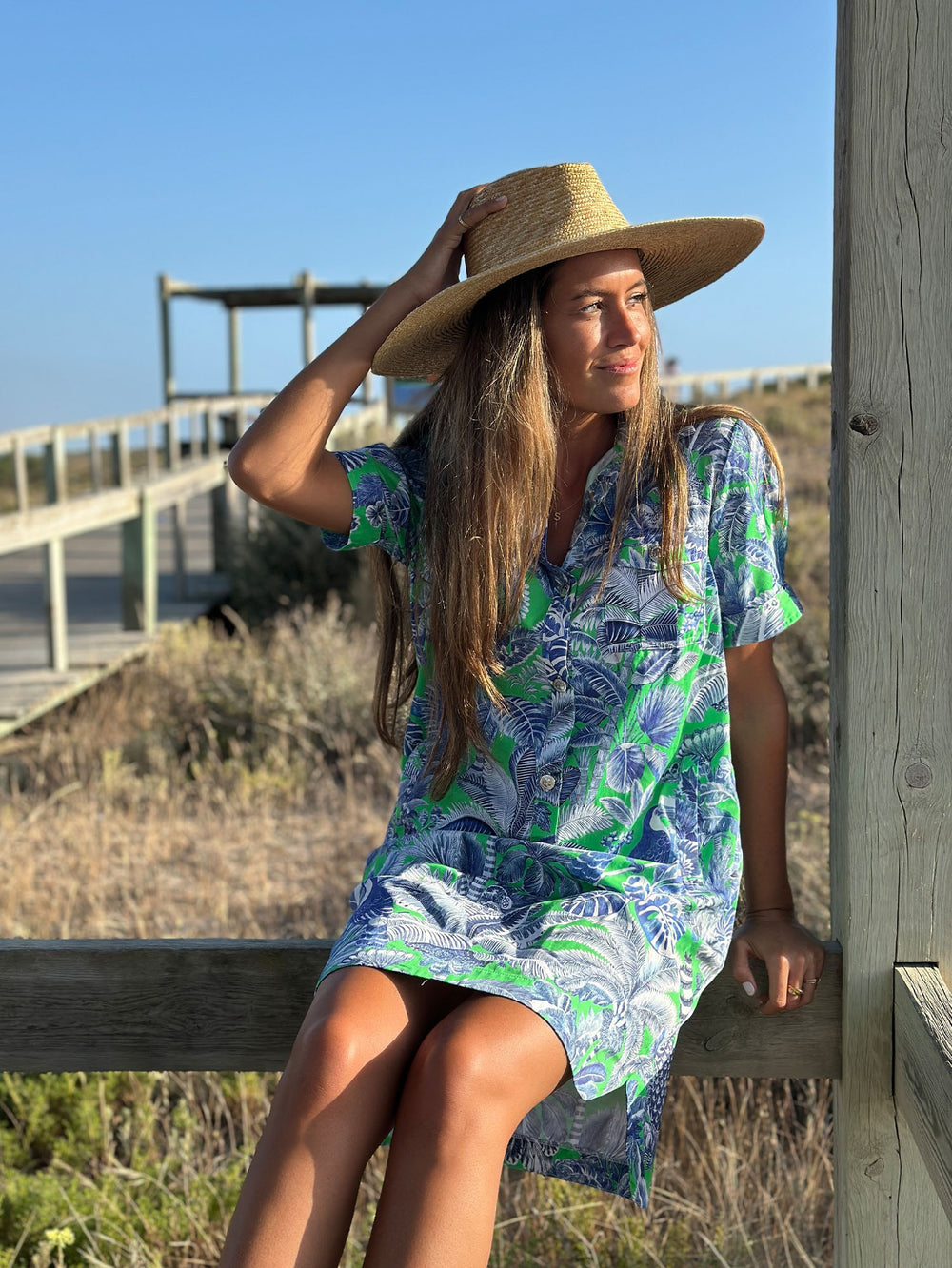 Eliana Shirt Dress in Selva Verde