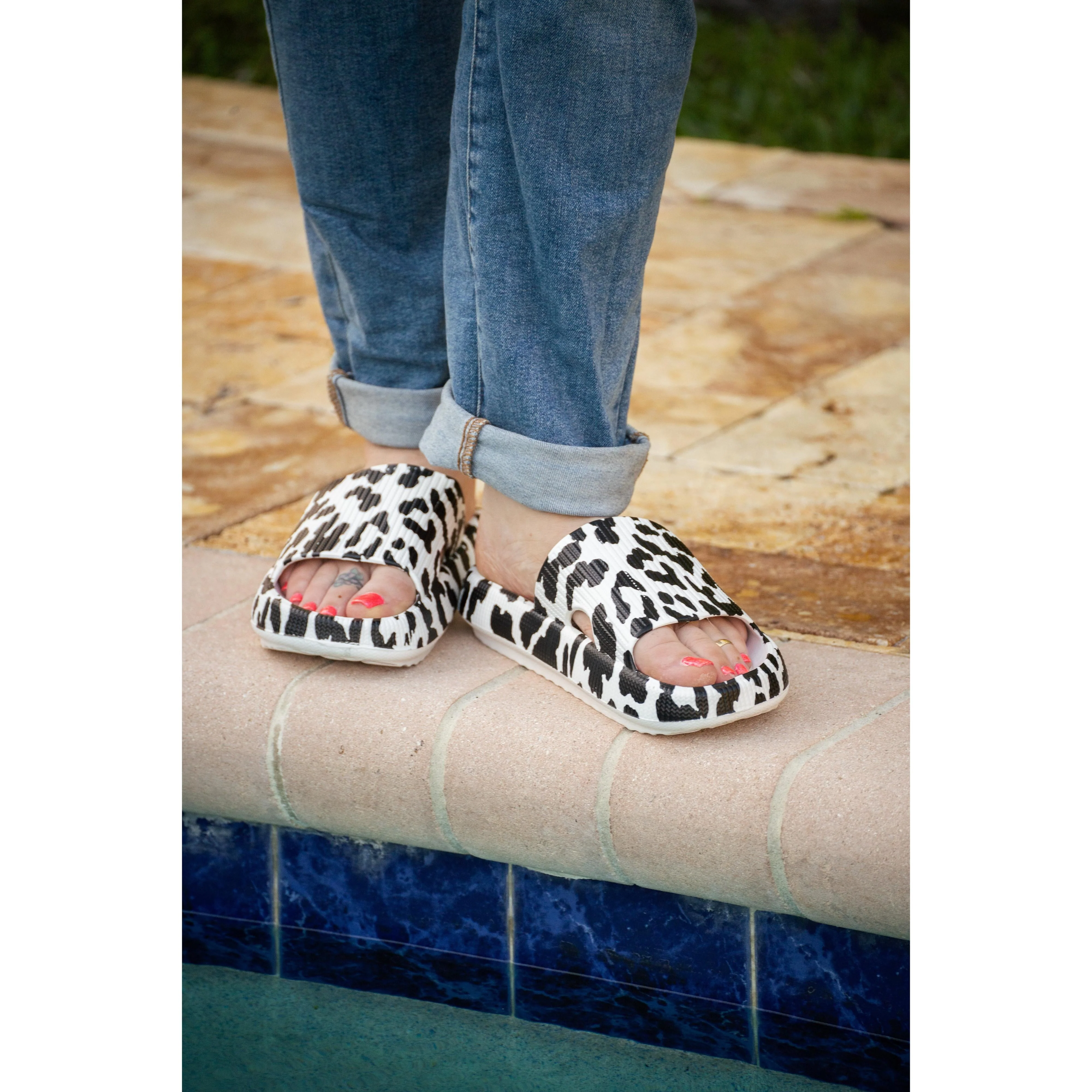 White Leopard Insanely Comfy -Beach or Casual Slides