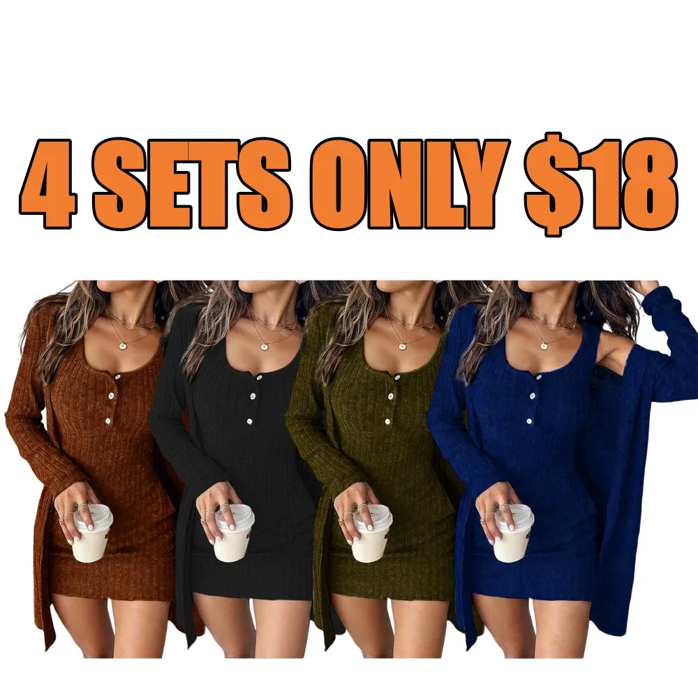 Women's Casual Striped Two-piece Dress Set