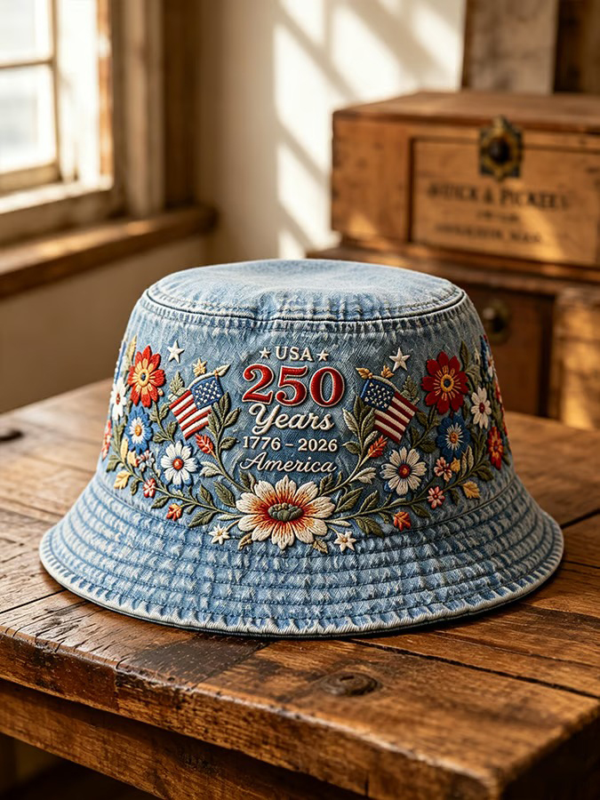 250Th Anniversary Commemorative Free Flower Art Printed Fisherman'S Hat For Men And Women