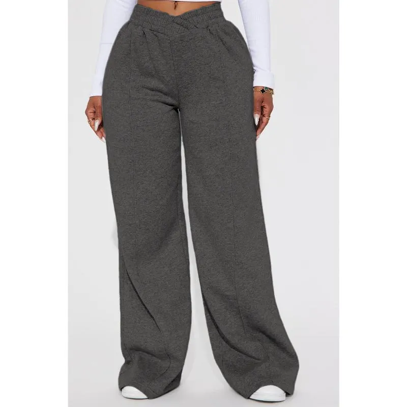 Crossover High Waisted Wide Leg Lounge Pants