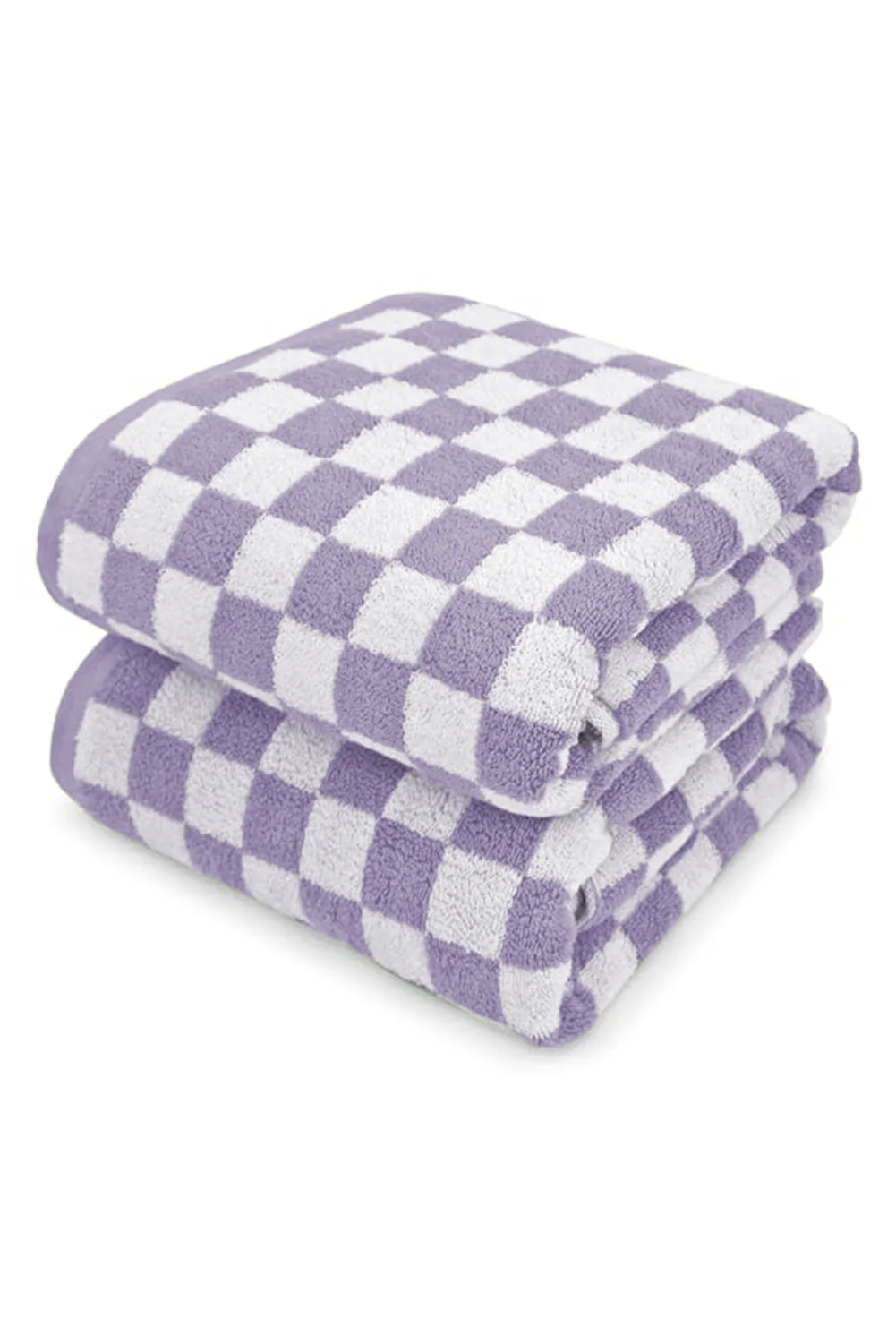 Orchid Petal Checkered Print Soft Large Bath Towel