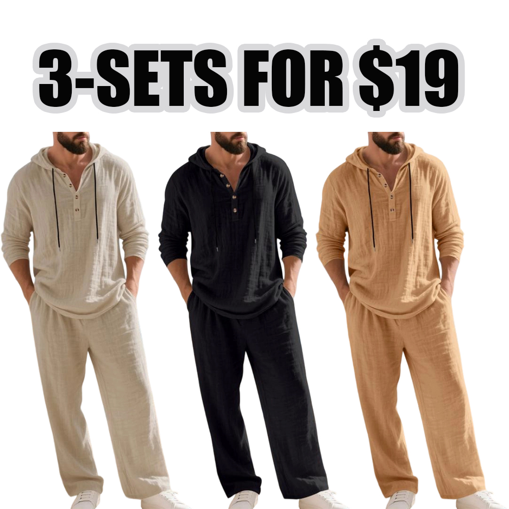 Men's Trendy Linen Hooded Two-Piece Set
