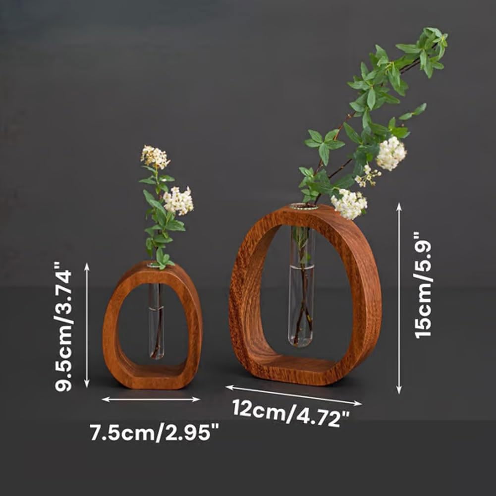 Solid Wood Glass Vase