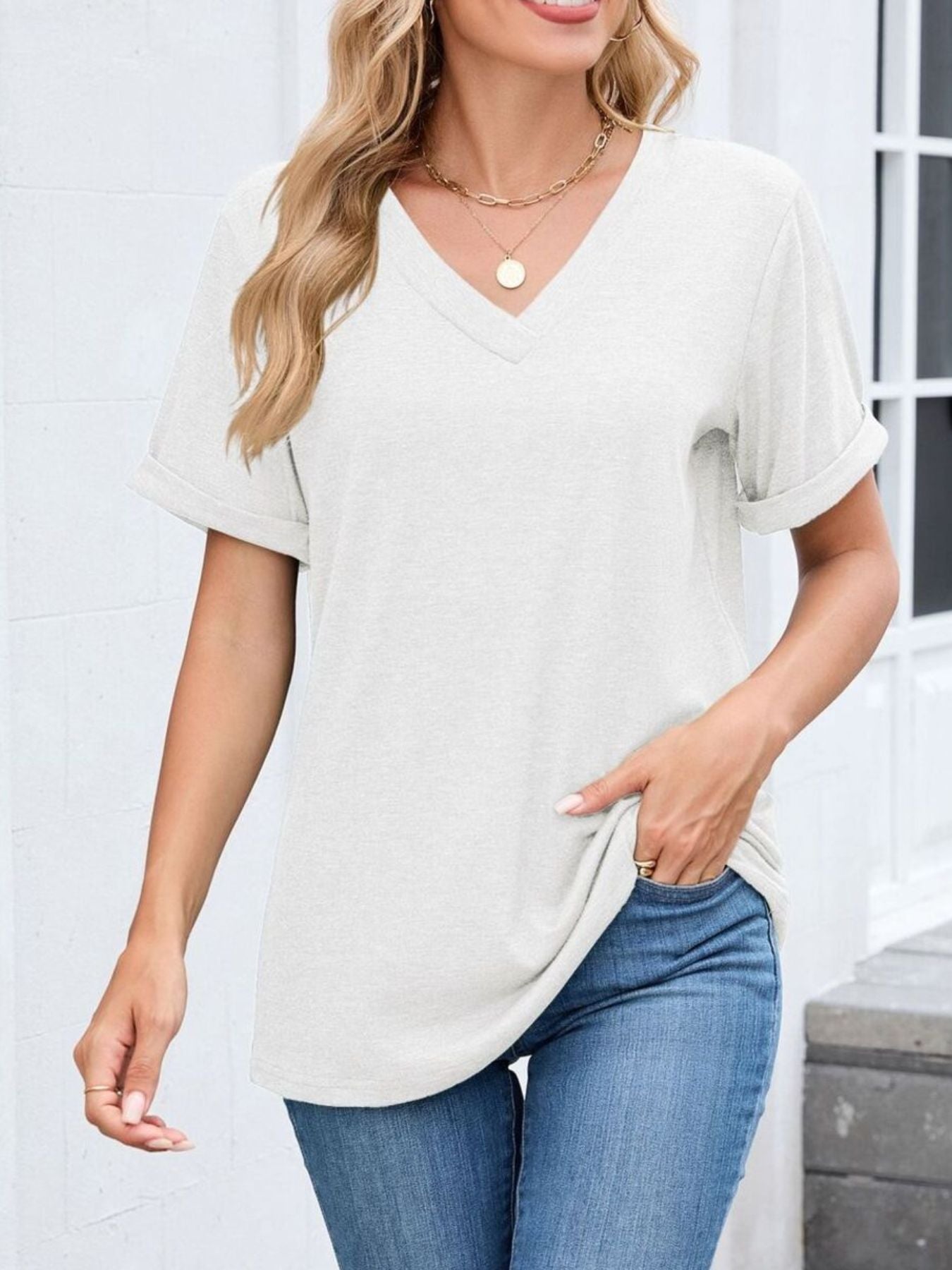 Casual V-Neck Short Sleeve T-Shirt