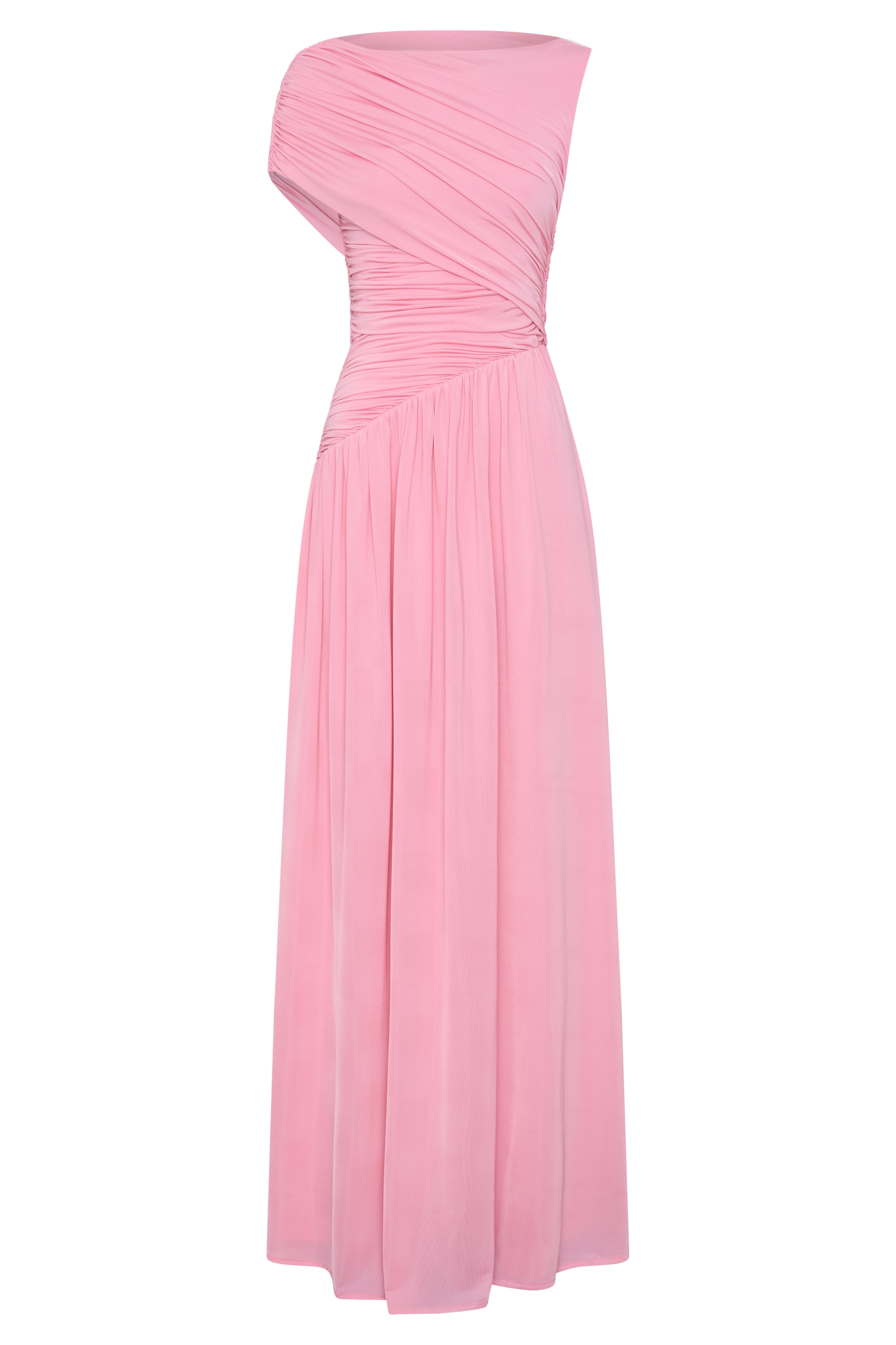 Pink Slinky Asymmetric Maxi Dress