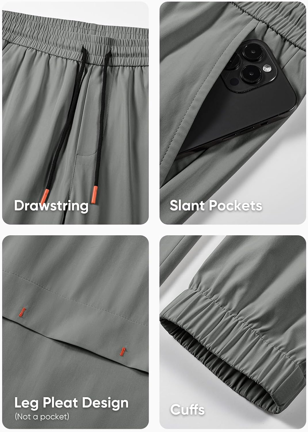 Mens Sweatpants Casual Pants Slim Fit Stretch Elastic Waist Drawstring Joggers with Pocket