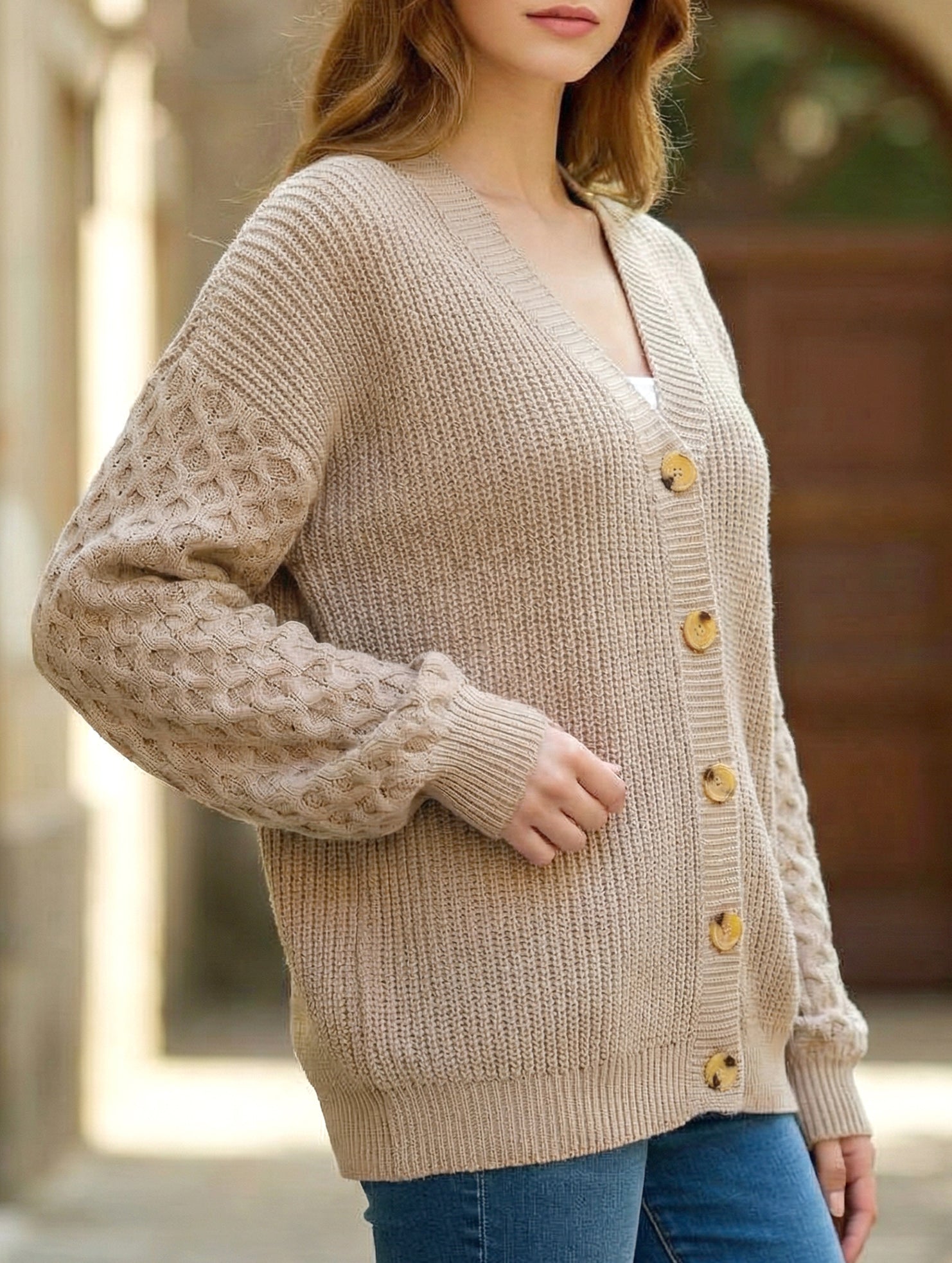 Vintage Loose Knit Cardigan Long Sleeve