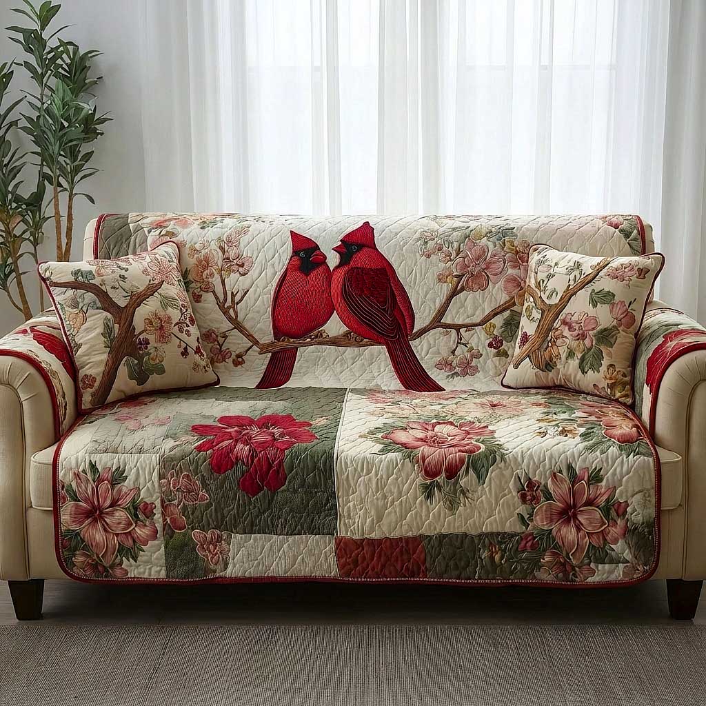 Cardinal Love Quilted Sofa Cover GFTOMA8868