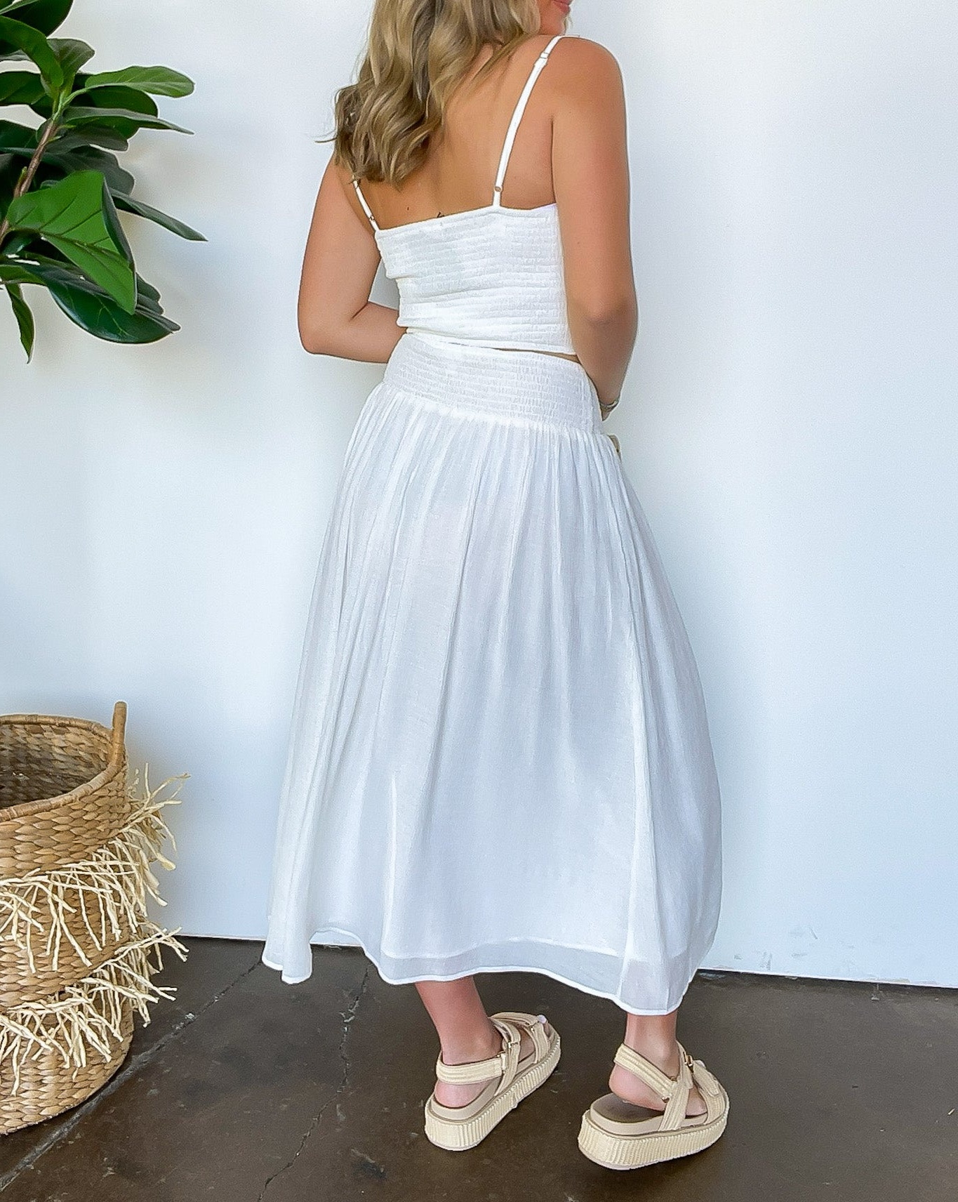 Smocked Waist Maxi Top and Skirt Set