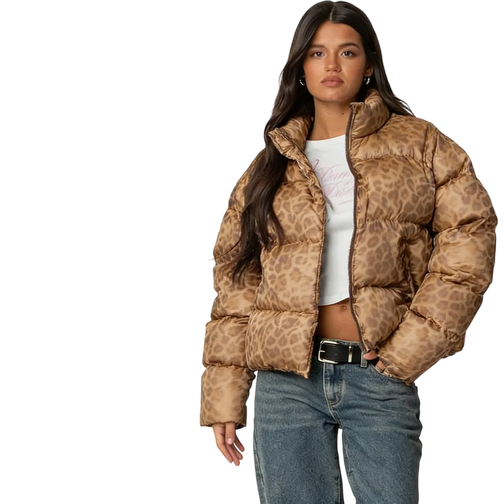 Leopard Printed Puffer Jacket