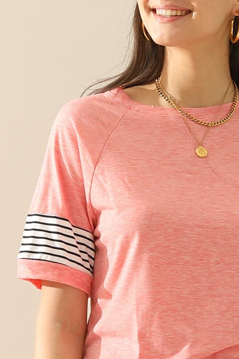 Loose Fit Crewneck Line Point Short Sleeve Tee