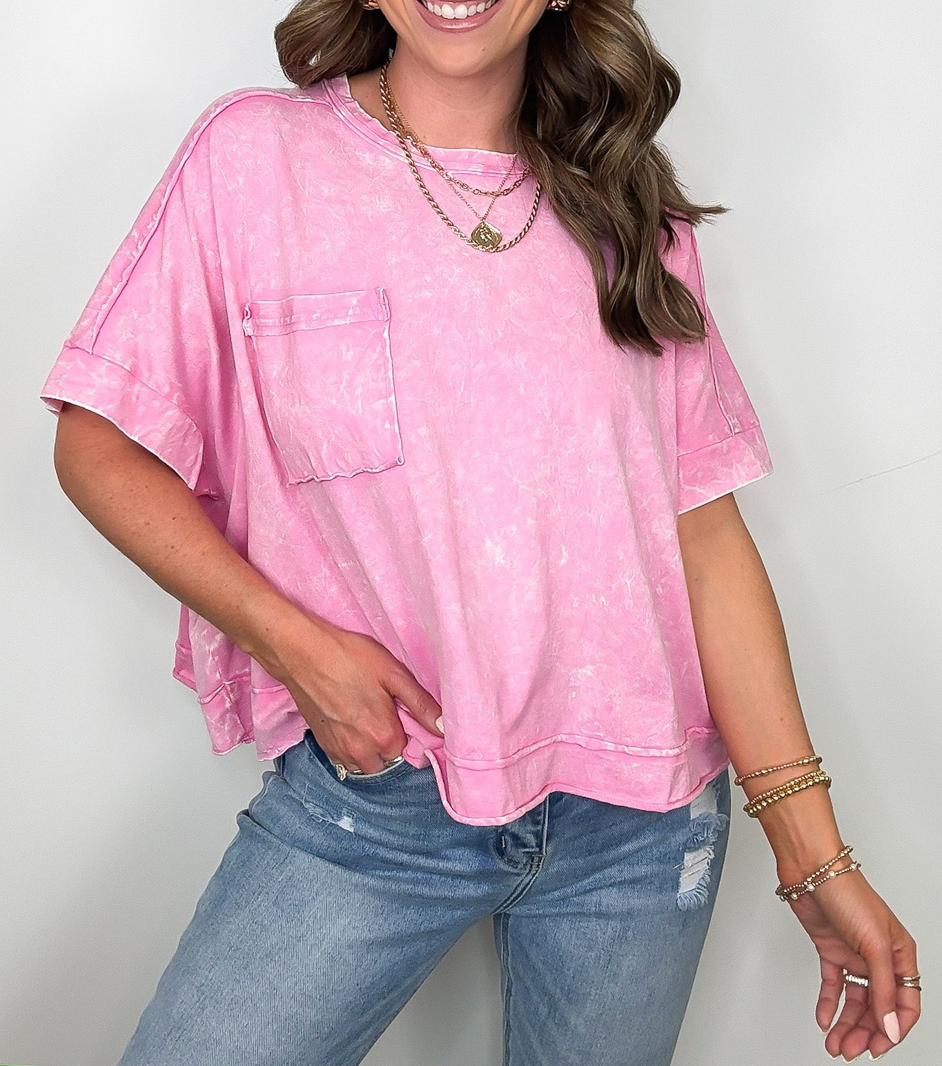 Vivid Aura Mineral Wash Oversized Tee