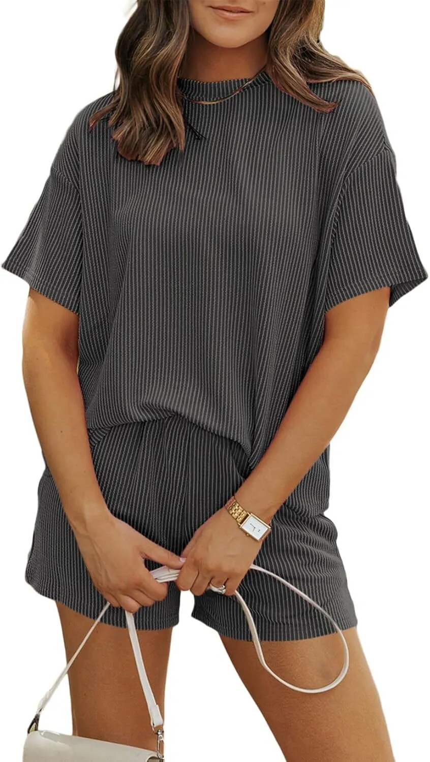 🧡Summer Hot Sale💥Women's Solid Textured Pocket Shorts Set