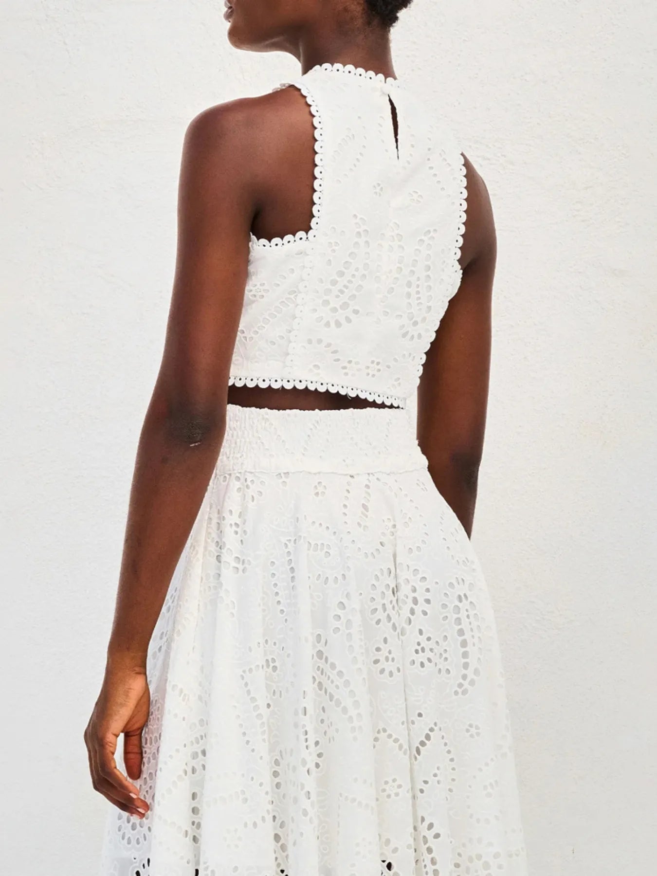 Eyelet Lace Top and Maxi Skirt Set