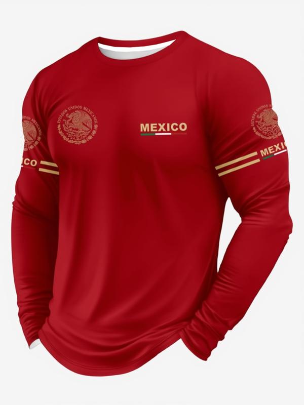 Men’s 3D Printed Long Sleeve Crop T-Shirt with Mexican Pattern
