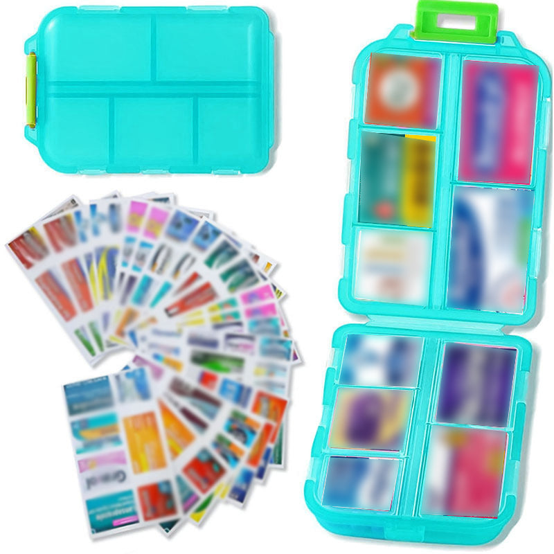 10-Compartment Travel Pill Organizer with 147 Medicine Labels