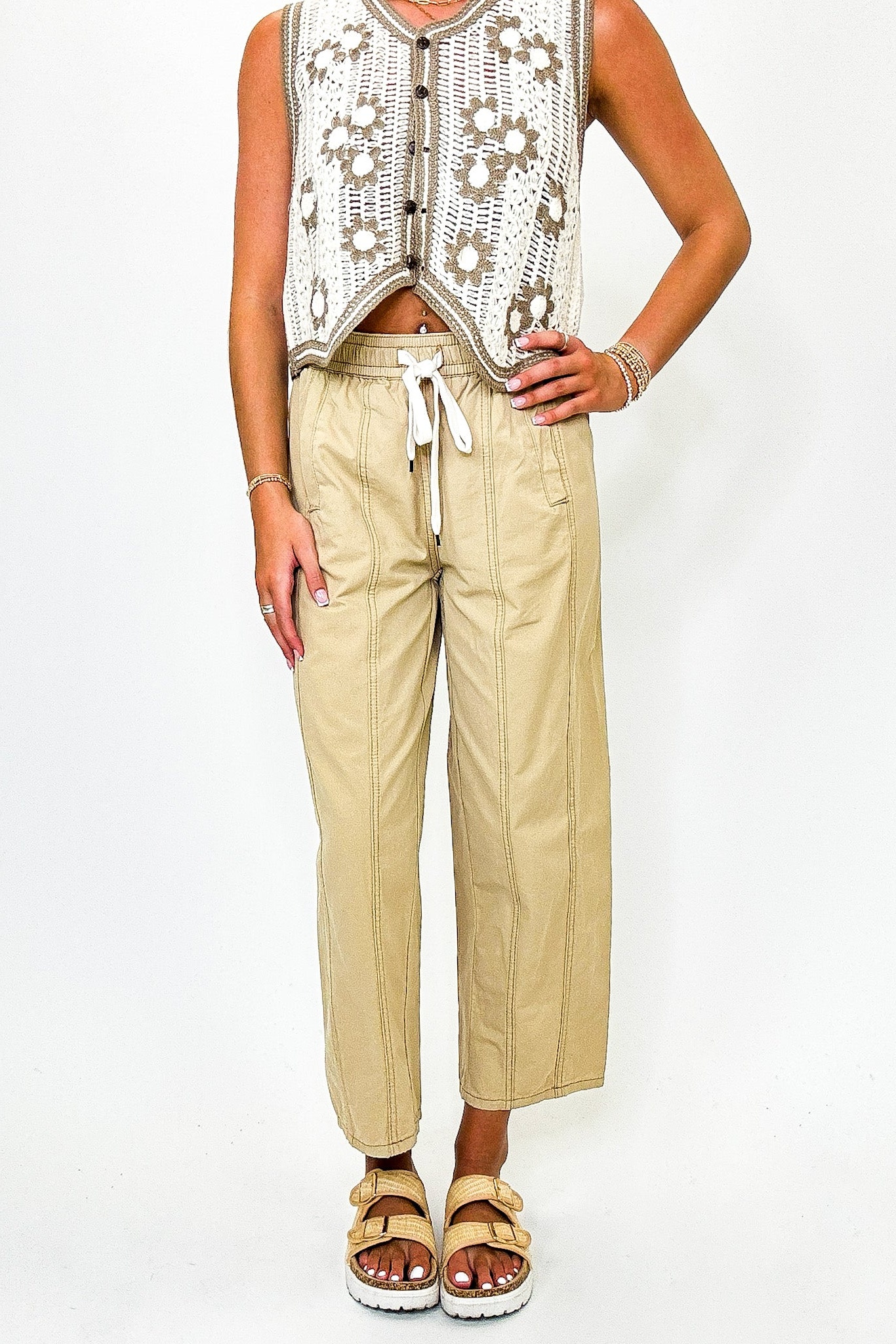 Knotline Tie Waist Elastic Pants