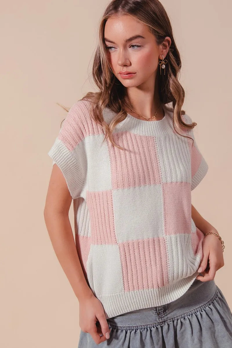 Check Plaid Casual Sweater Top