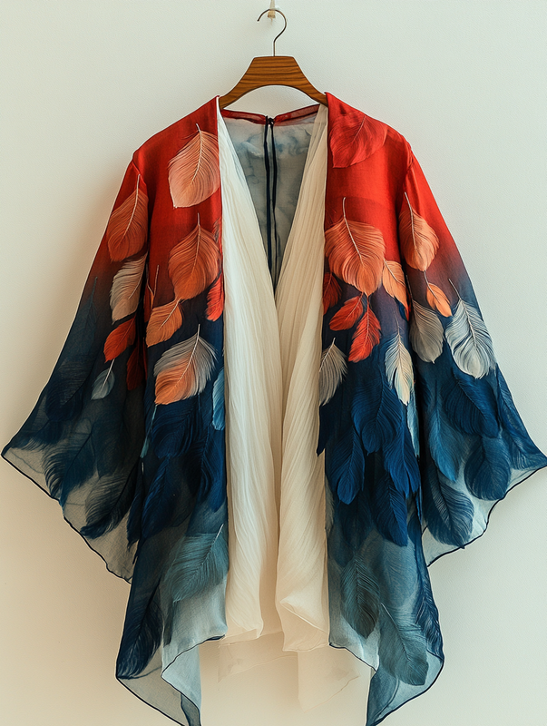 Summer original design elegant handmade feather kimono 1c49