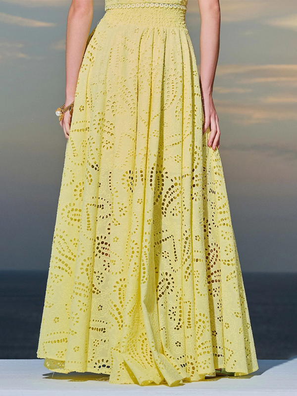 Sleeveless Elegant Lace Two-Piece Maxi Skirt Set