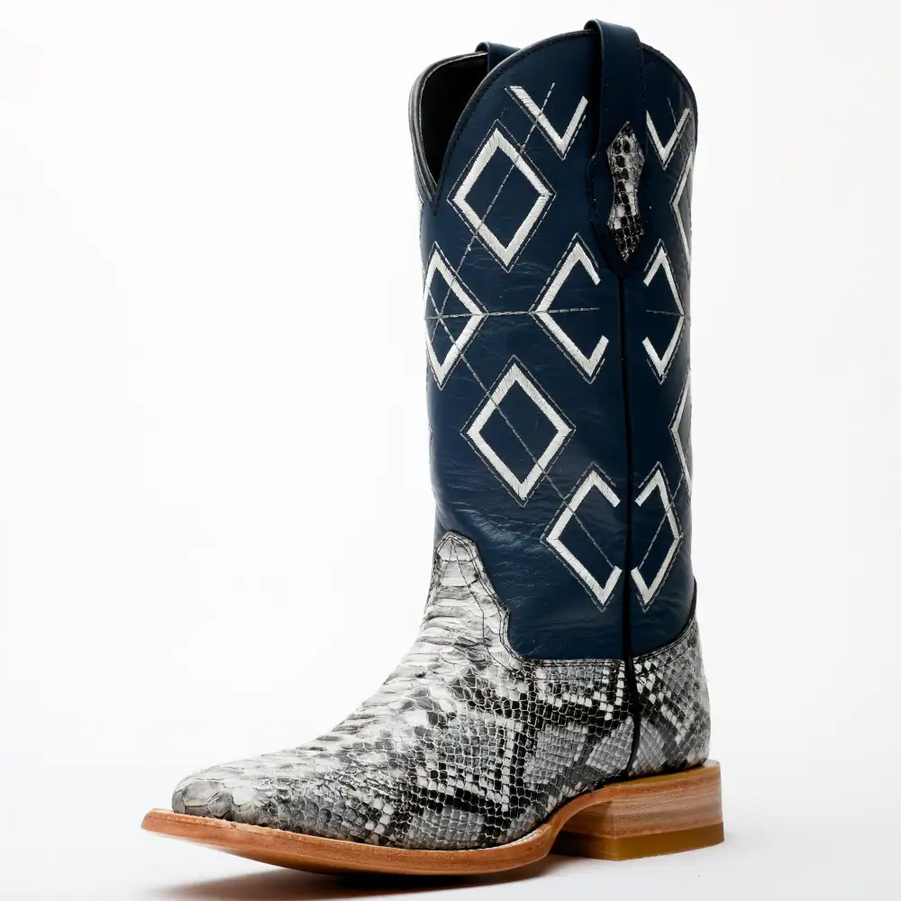 Natural Python Leather Boots - Square Toe
