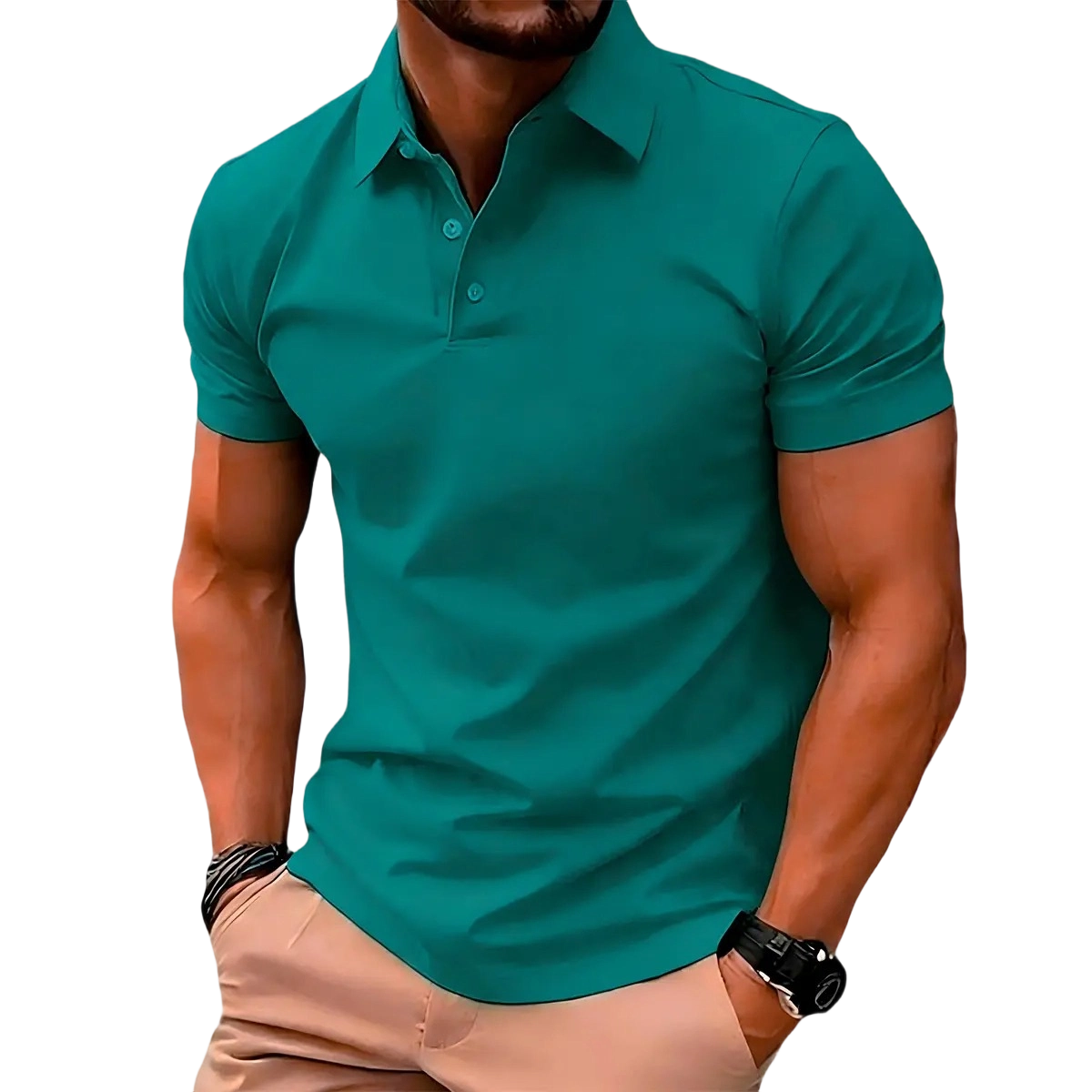 Men's Casual Solid Color Polo Shirt - 100% Polyester 150 GSM, Versatile for Golf, Bowling & Summer Business