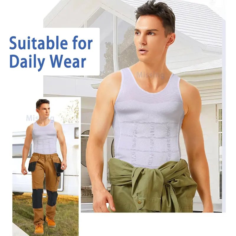 Men Compression Shirt Body Shapewear Base Layer Tummy Shaper Vest Tank Top