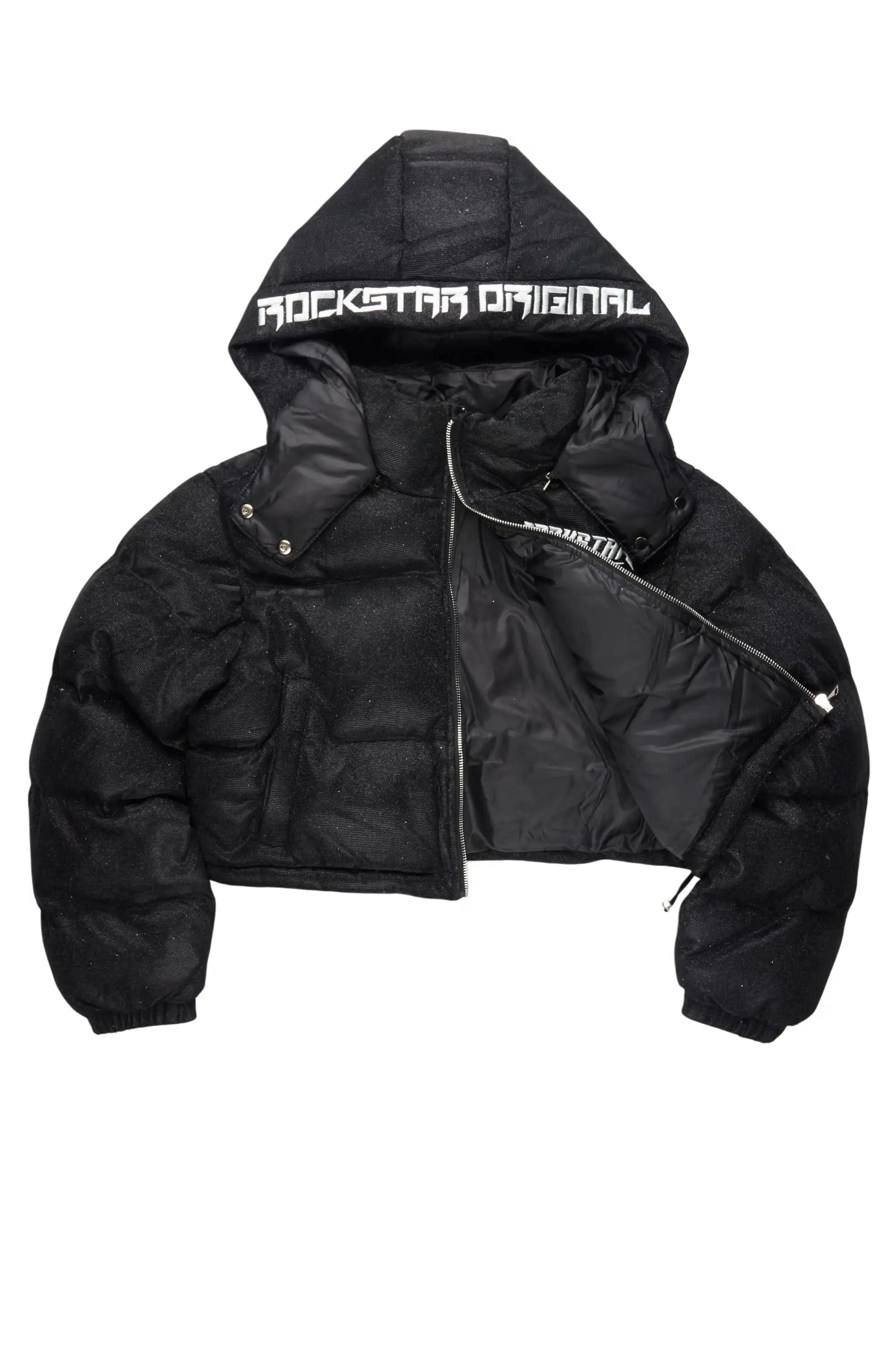 Meranda Black Glitter Puffer Jacket