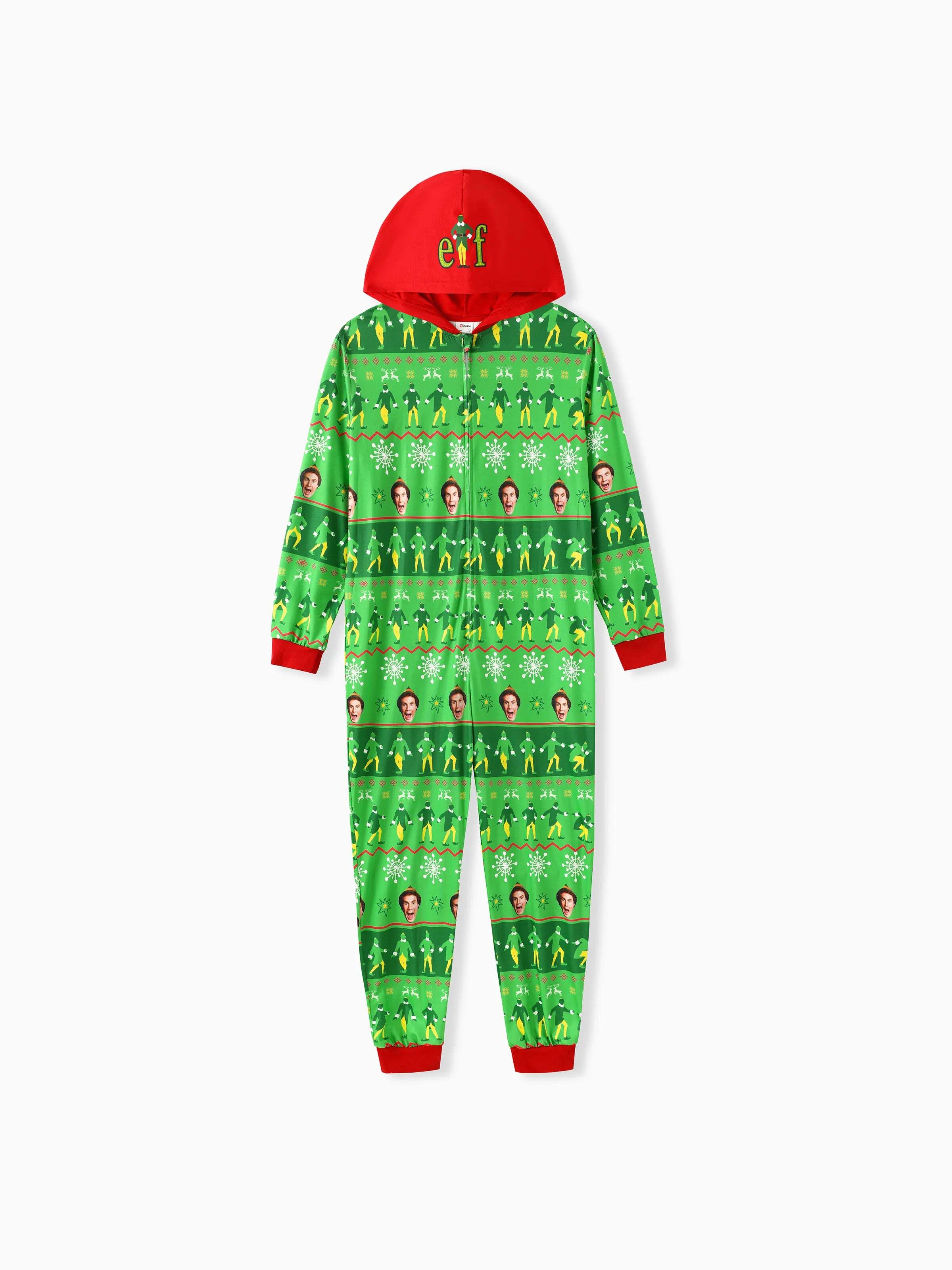 Christmas Family Matching Fair Isle Pattern Hooded Jumpsuit Green