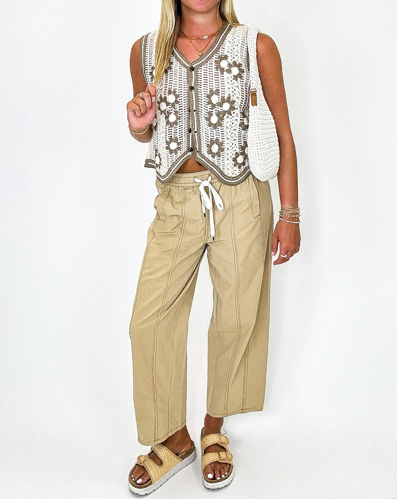 Knotline Tie Waist Elastic Pants