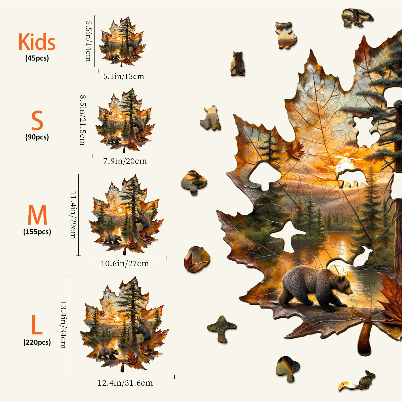 Brown Bear Autumn Wooden Jigsaw Puzzle