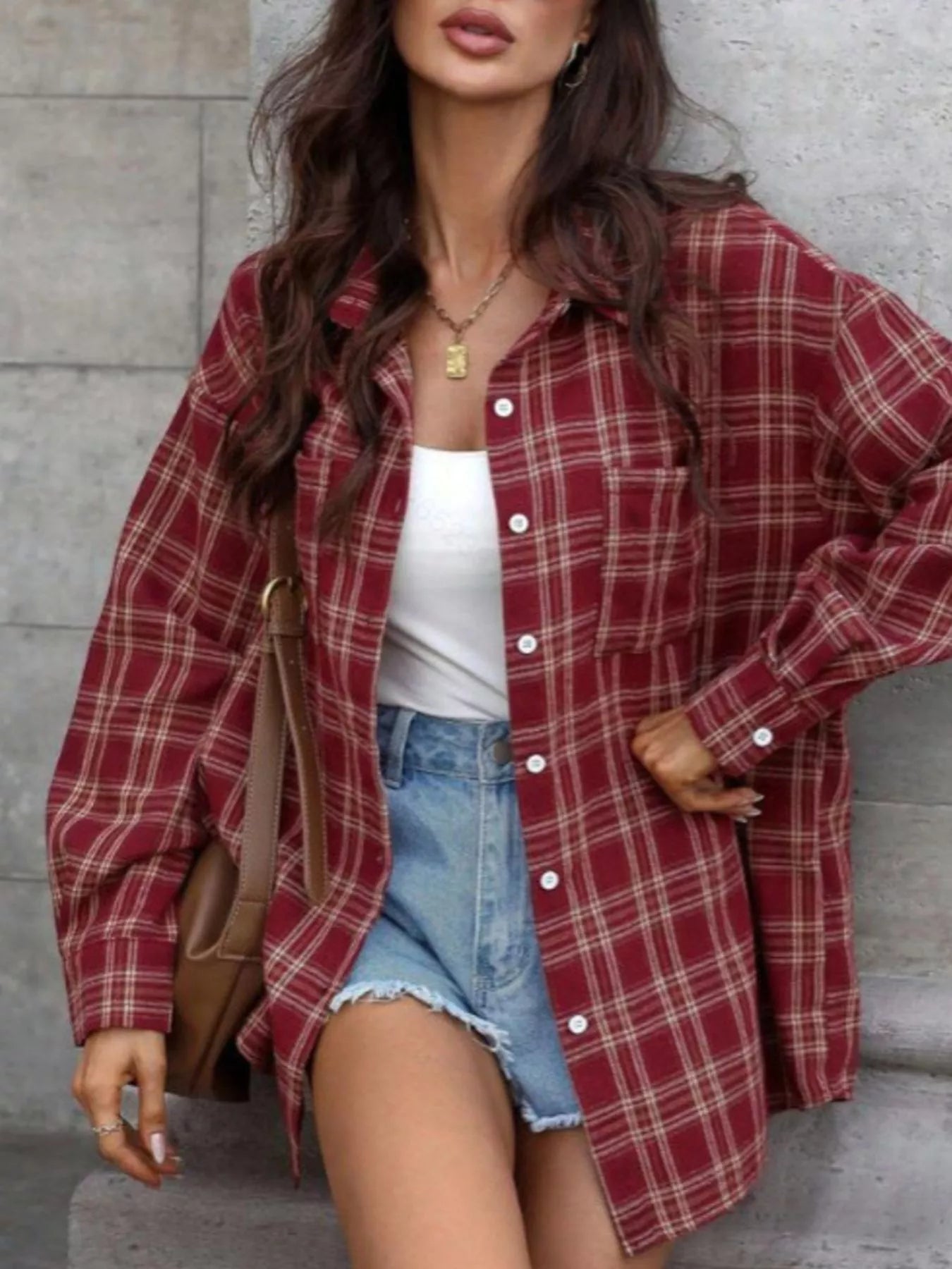 Plaid Button-Down Long Sleeve Shirt