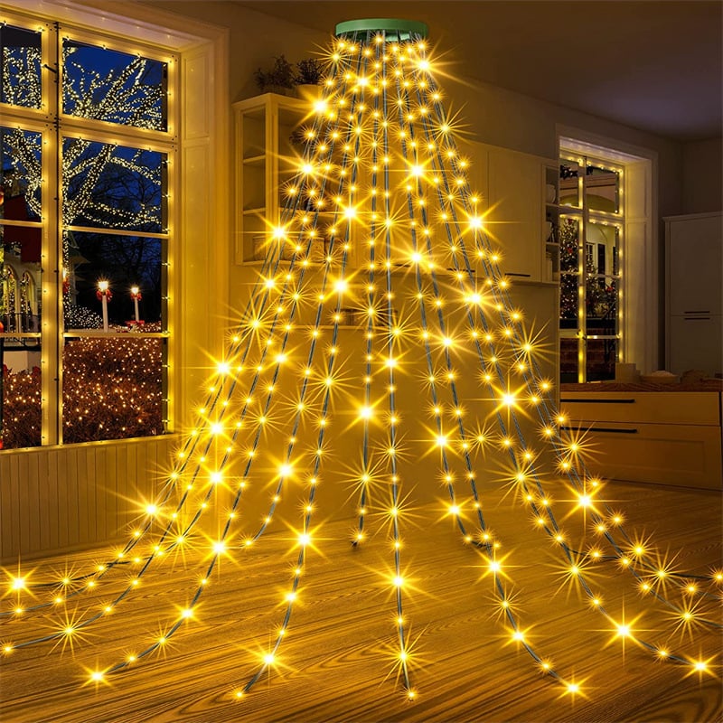 🎄Christmas Tree Waterfall Lights with Ring