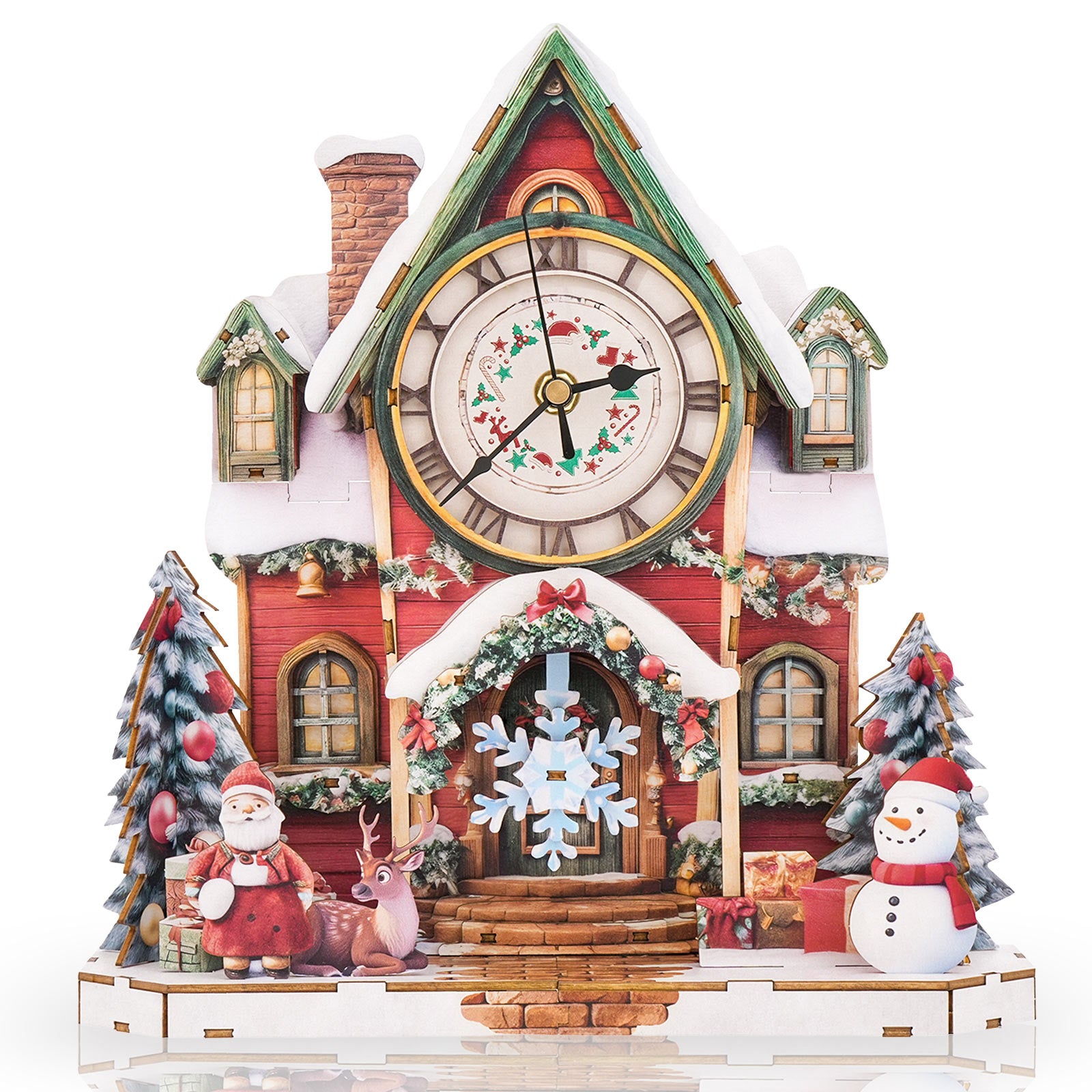 Christmas Houseâ€“ DIY Wooden Clock, 3D Puzzle Craft Kit