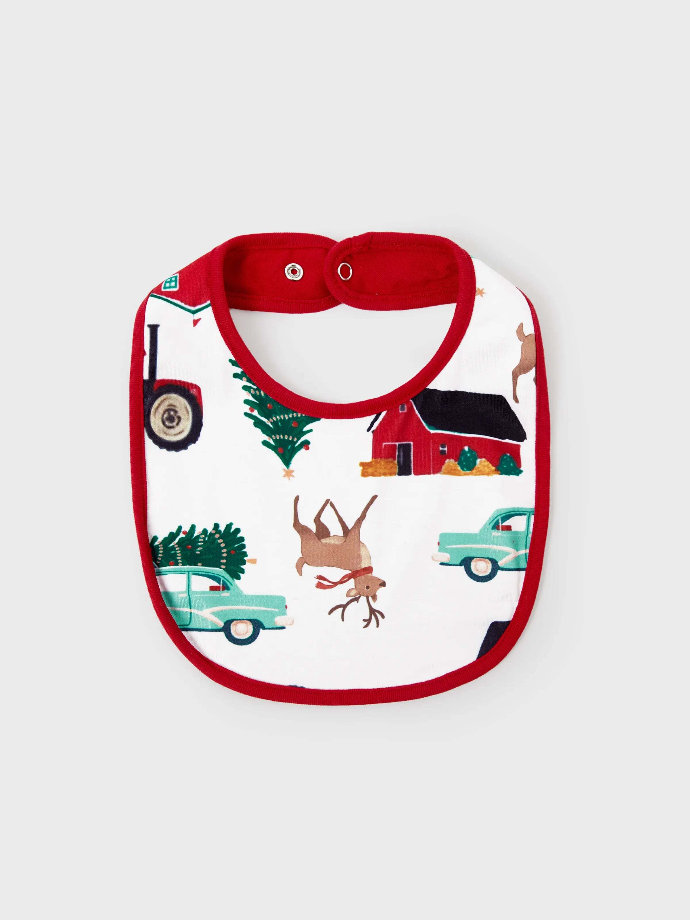 Christmas Matching Family Pajamas Set Reindeer and Car Print PJS with Christmas Socks Red