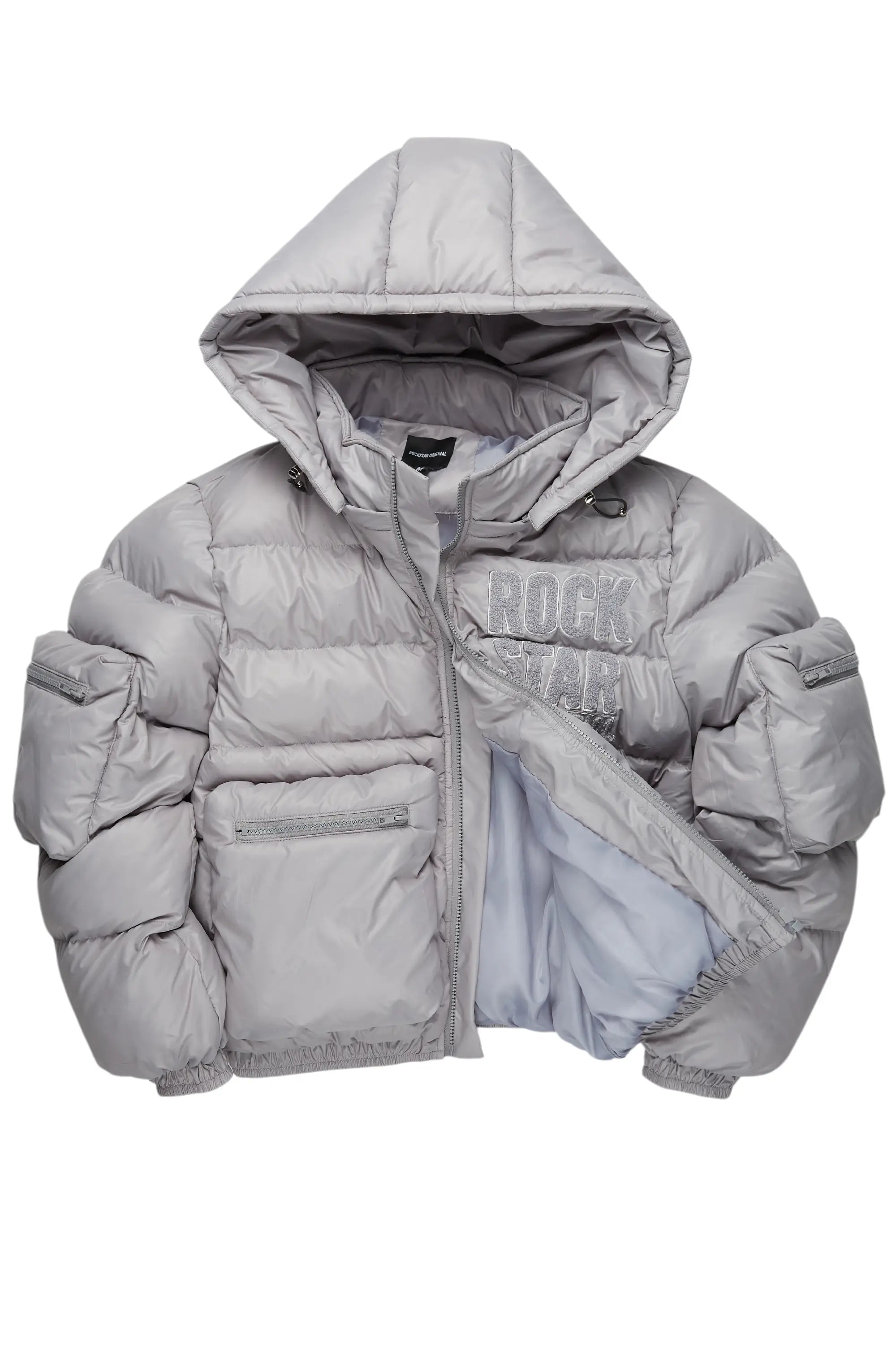 Keisha Grey Cargo Puffer Jacket