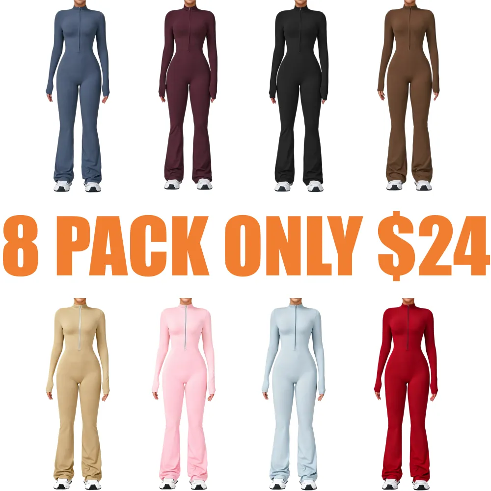 Women's Long Sleeve Flared Sports Jumpsuit