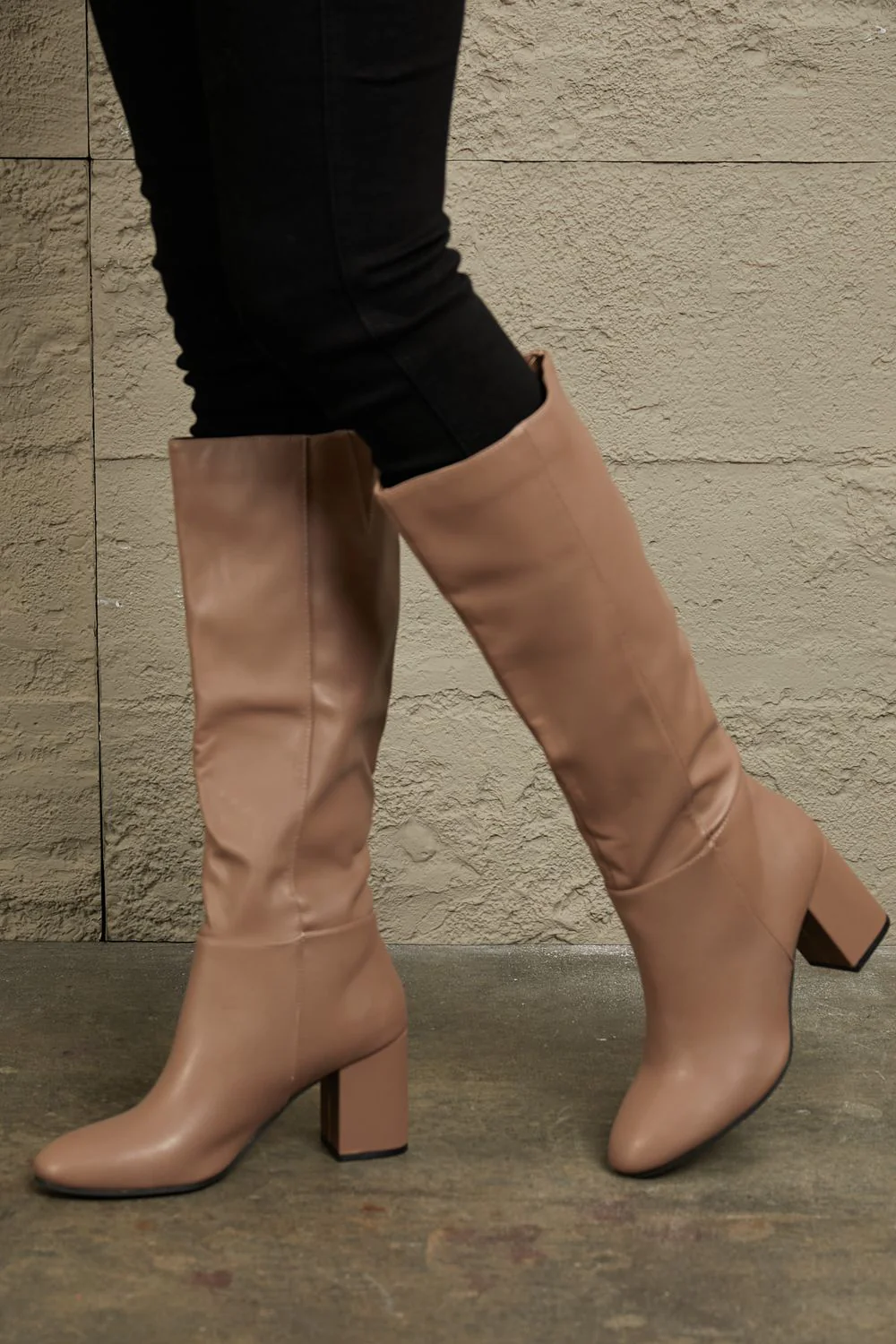 Harvest Haute Block Heel Knee High Boots in Mocha